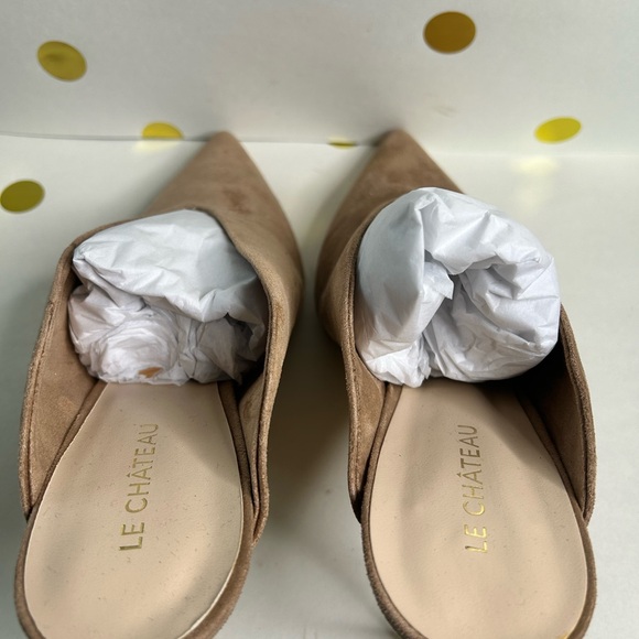 Le Chateau beige suede point toe mules heels - Picture 5 of 7
